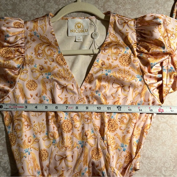 NICoBLU~new ~Cressida Short Wrap Dress ~Blush Pink French Regency Ribbons size 6 - Picture 13 of 16